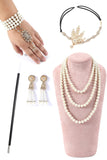 Champagne Glitter Franjas Gatsby Vestido com Acessórios set