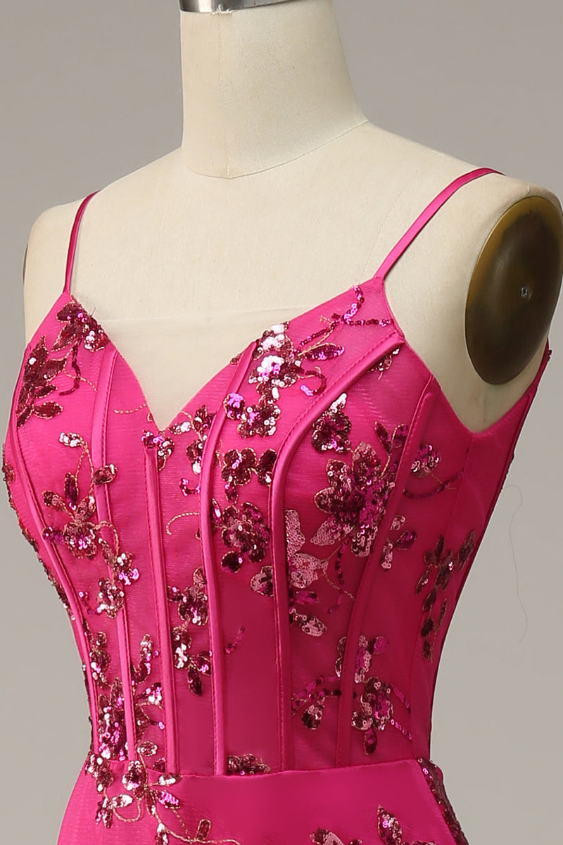 Carregar imagem no visualizador da galeria, Lantejoulas Rosa Vestido de Baile Sereia