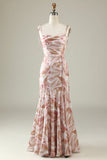Blush Floral Boho Sereia Vestido Madrinha