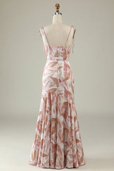 Blush Floral Boho Sereia Vestido Madrinha