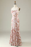 Blush Floral Boho Sereia Vestido Madrinha