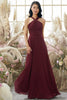 Carregar imagem no visualizador da galeria, Borgonha Alça Vestido De Chiffon Dama De Honra