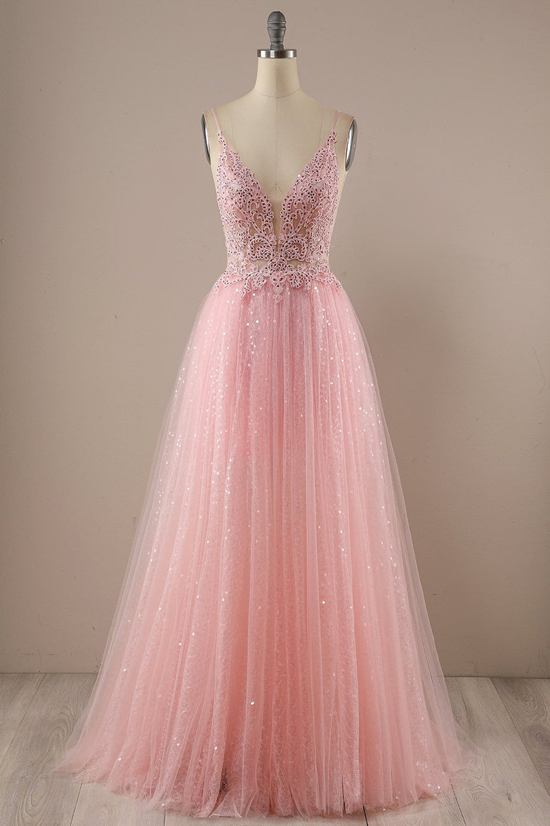 Carregar imagem no visualizador da galeria, Vestido de festa de baile longo rosa