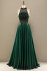 Carregar imagem no visualizador da galeria, Vestido Verde Escuro Longo Frisada Baile Com Flores