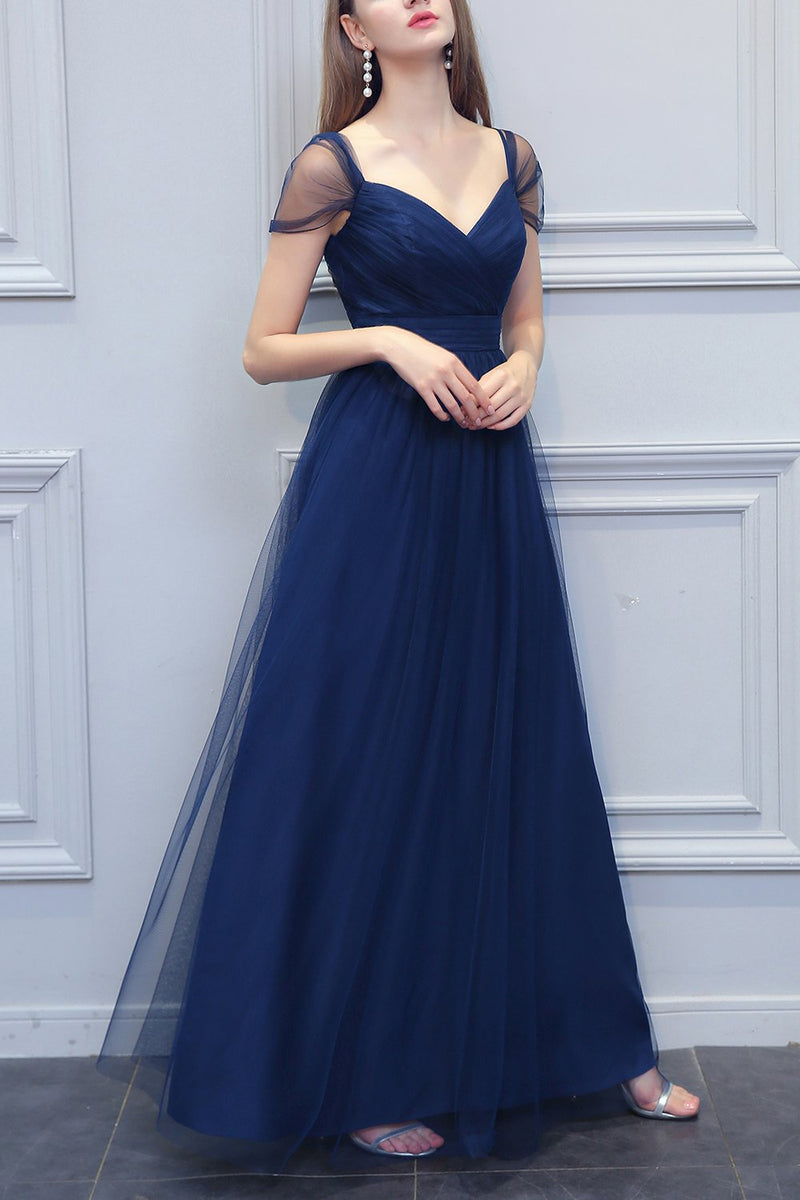 Carregar imagem no visualizador da galeria, A linha V-neck longo Tulle Dress dama