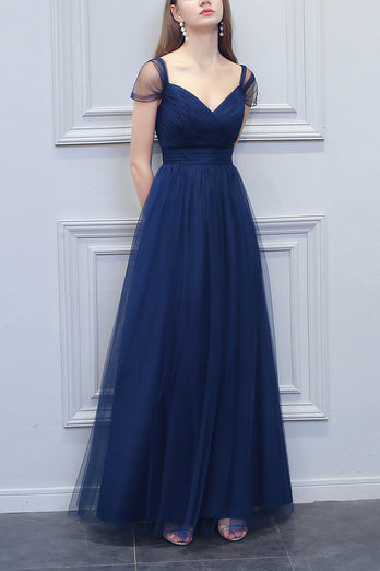 A linha V-neck longo Tulle Dress dama