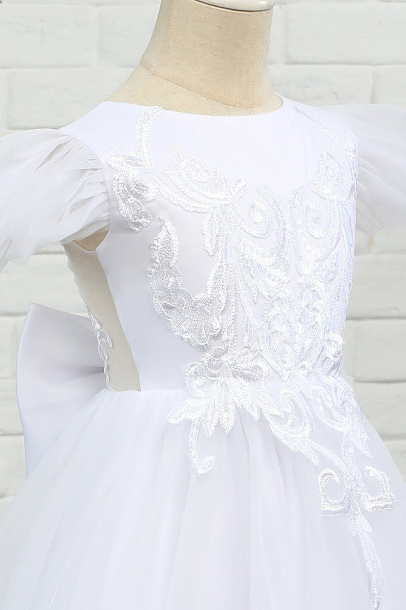 Carregar imagem no visualizador da galeria, Vestido de menina de flor de chão de tulle branco