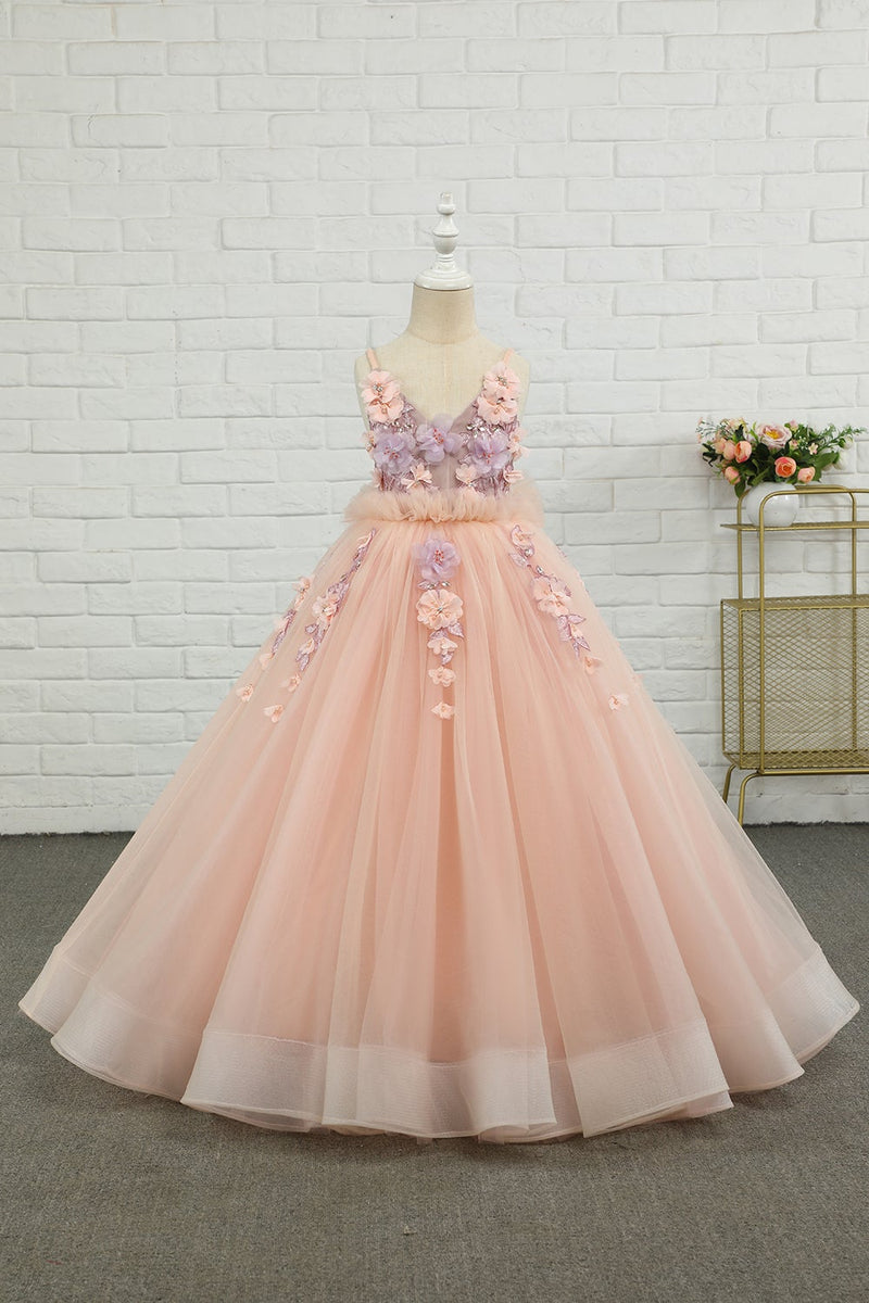 Carregar imagem no visualizador da galeria, Vestido de menina de menina de manta de spaghetti de tulle rosa