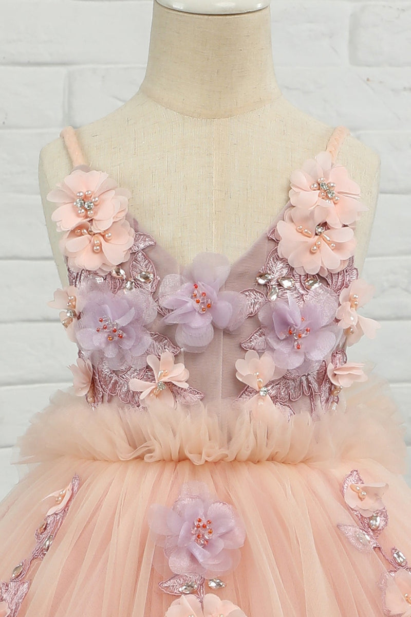 Carregar imagem no visualizador da galeria, Vestido de menina de menina de manta de spaghetti de tulle rosa