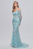 Vestido de baile longo bordado brilhante da sereia