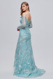 Vestido de baile longo bordado brilhante da sereia