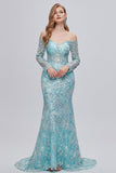Vestido de baile longo bordado brilhante da sereia