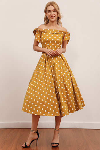 Vestido vintage Polka Dots Amarelo