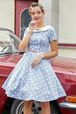 Vestido De Gola Azul Peter Pans 1950