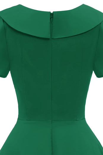 Vestido verde peterpans collar vintage 1950s