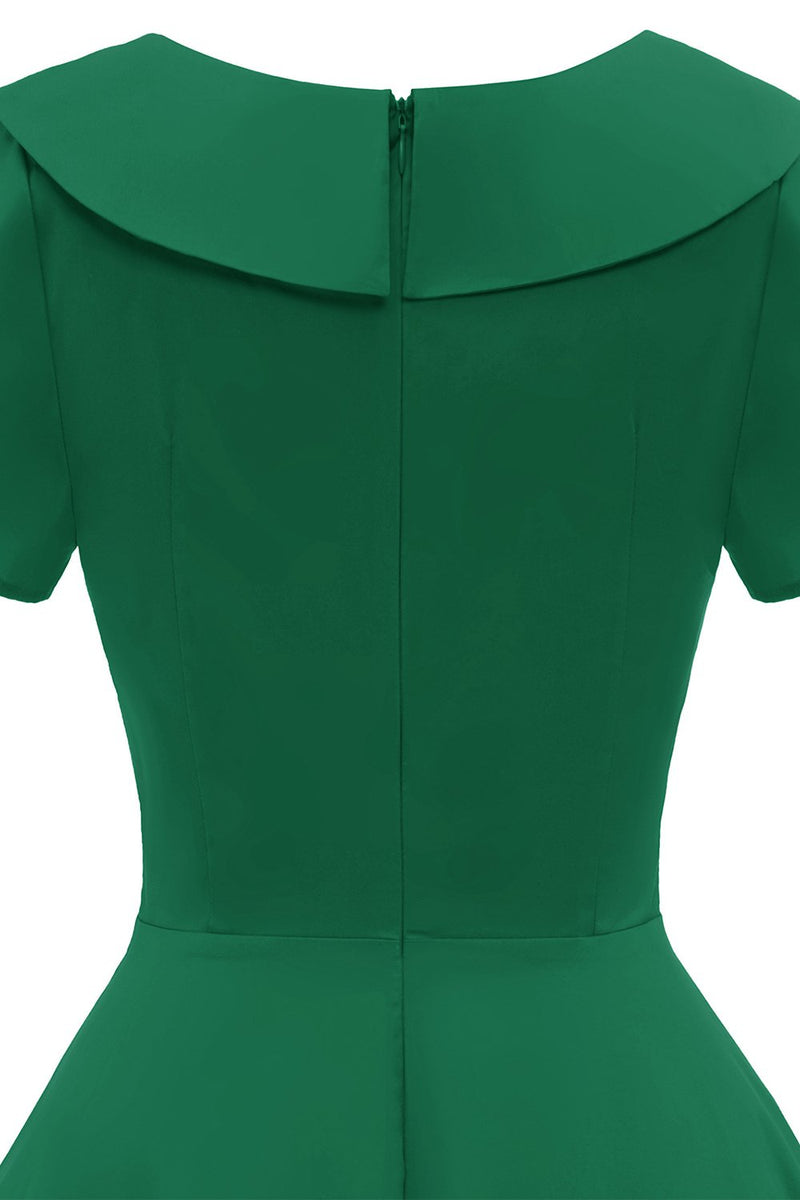 Carregar imagem no visualizador da galeria, Vestido verde peterpans collar vintage 1950s