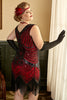 Carregar imagem no visualizador da galeria, Vestido vermelho sequin plus tamanho 1920s com franjas