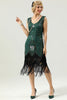 Carregar imagem no visualizador da galeria, Dark Green Beaded Glitter Fringe 1920s Flapper Dress