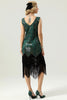 Carregar imagem no visualizador da galeria, Dark Green Beaded Glitter Fringe 1920s Flapper Dress