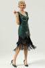 Carregar imagem no visualizador da galeria, Dark Green Beaded Glitter Fringe 1920s Flapper Dress