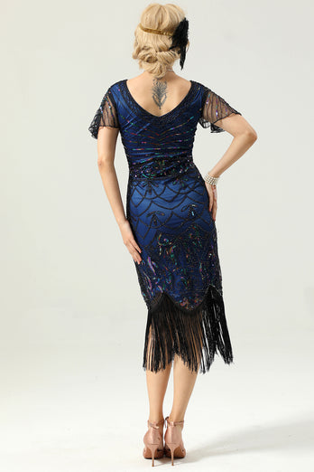 Vestido Azul Marinho De Lantejoulas Dos Anos 20