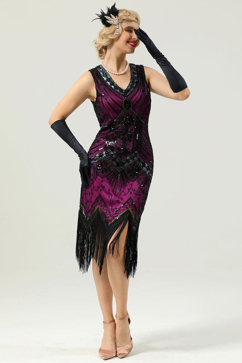 Carregar imagem no visualizador da galeria, Vestido Gatsby sem mangas dos anos 20