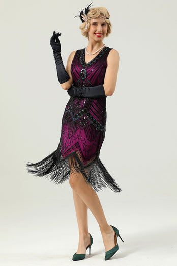 Vestido Gatsby sem mangas dos anos 20