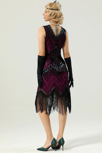 Vestido Gatsby sem mangas dos anos 20