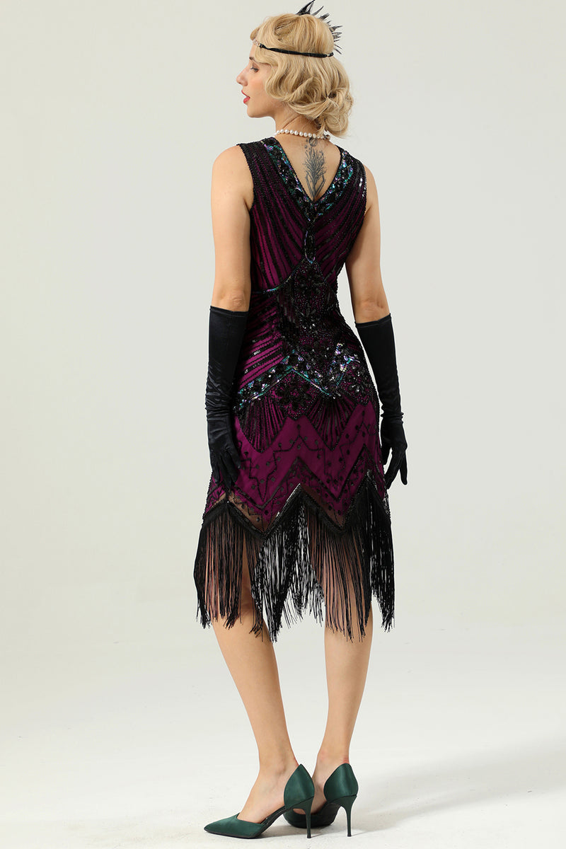 Carregar imagem no visualizador da galeria, Vestido Gatsby sem mangas dos anos 20