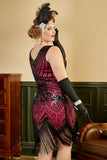 Vestido de flapper rosa de 1920 feminino