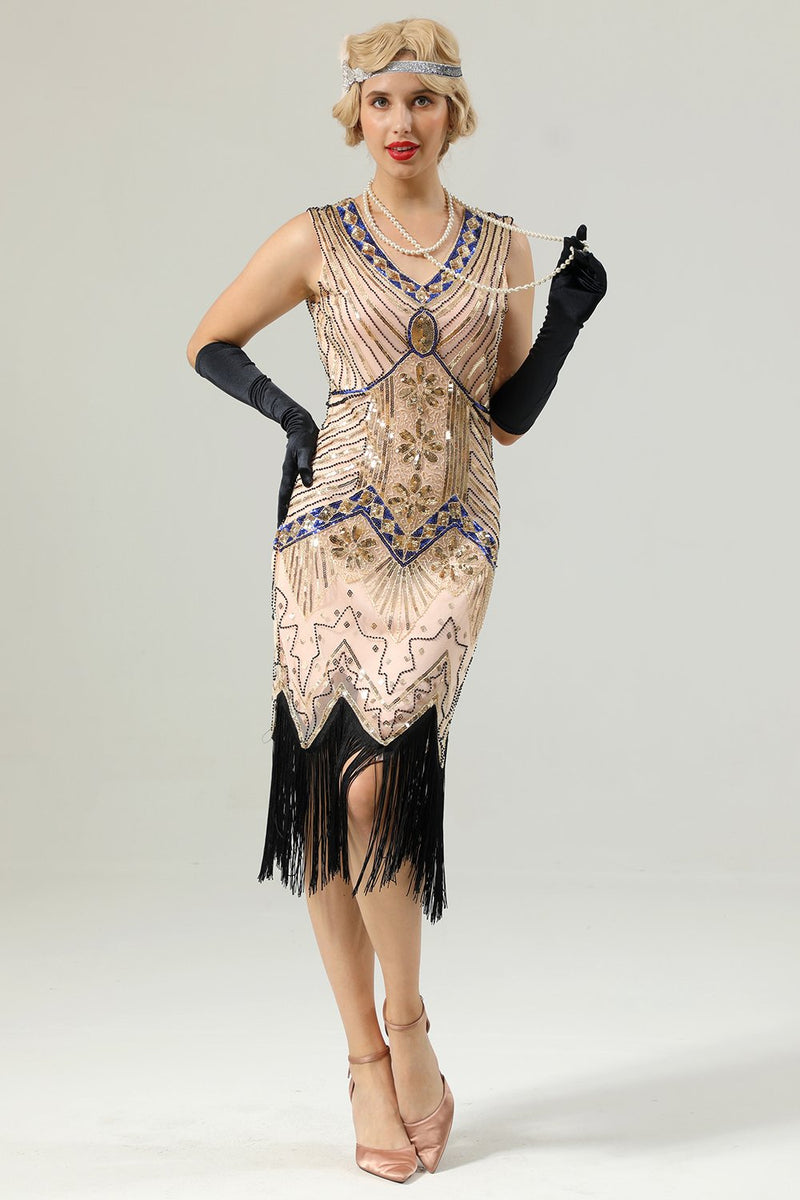 Carregar imagem no visualizador da galeria, Vestido Gatsby sem mangas dos anos 20