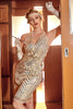Carregar imagem no visualizador da galeria, Vestido de Gatsby de pescoço v de ouro