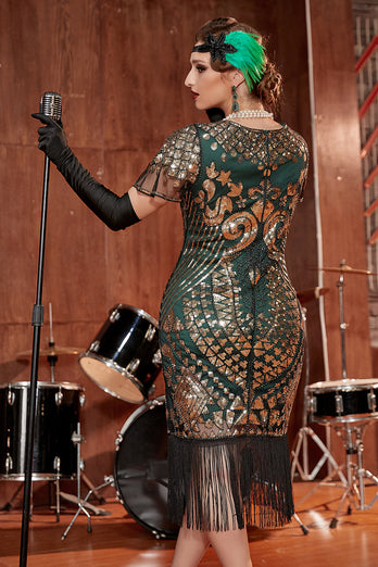 Vestido de pescoço redondo de 1920