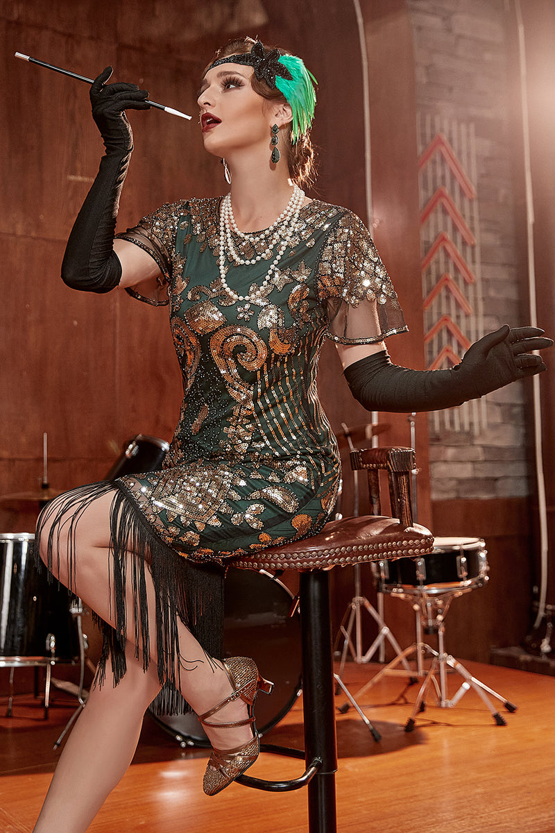 Carregar imagem no visualizador da galeria, Vestido de pescoço redondo de 1920