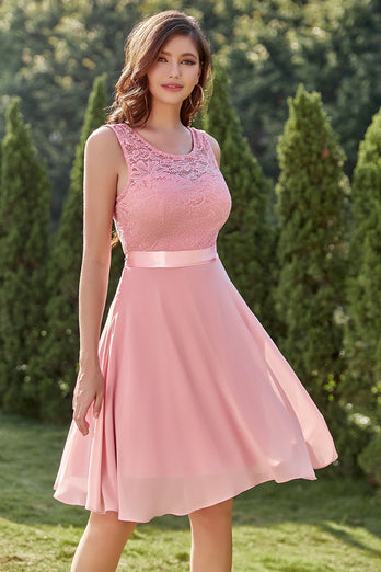 Blush Chiffon & Lace Dress