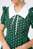 Carregar imagem no visualizador da galeria, Vestido de balanço verde polka do estilo retro