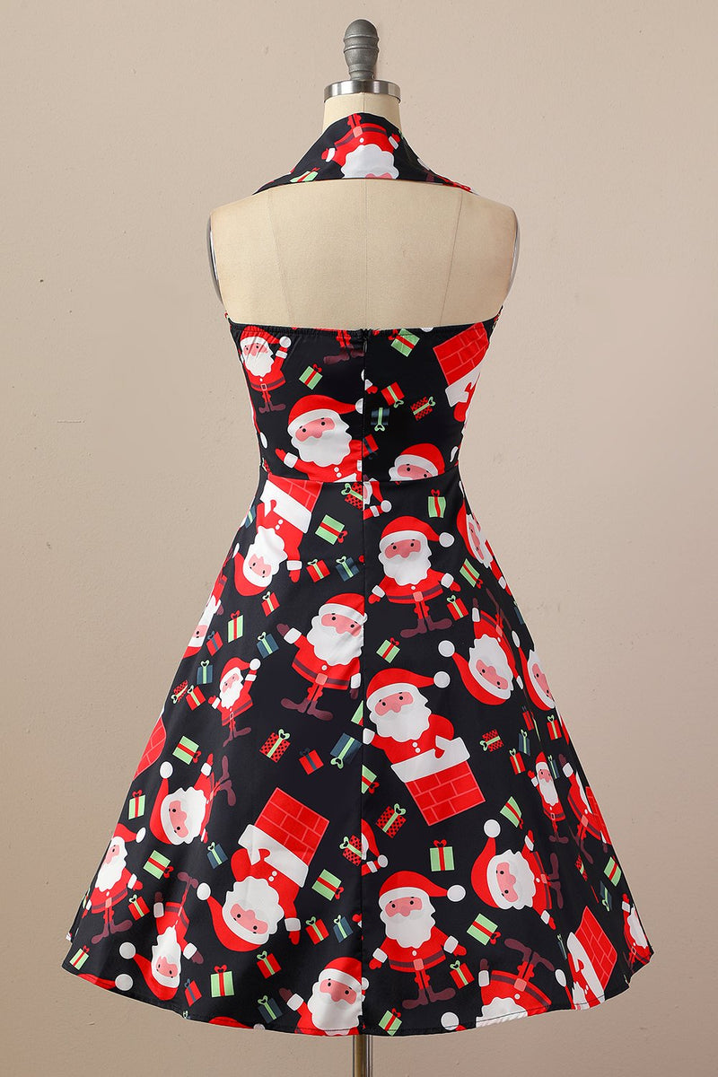 Carregar imagem no visualizador da galeria, Vestido de festa de Natal de Halter Retro Halter