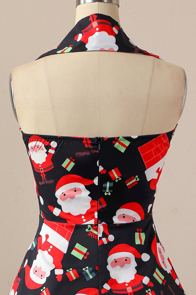 Carregar imagem no visualizador da galeria, Vestido de festa de Natal de Halter Retro Halter