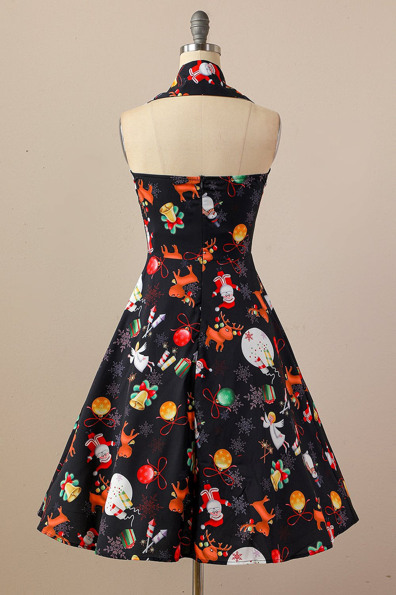 Carregar imagem no visualizador da galeria, Vestido de festa de Natal de Halter Retro Halter