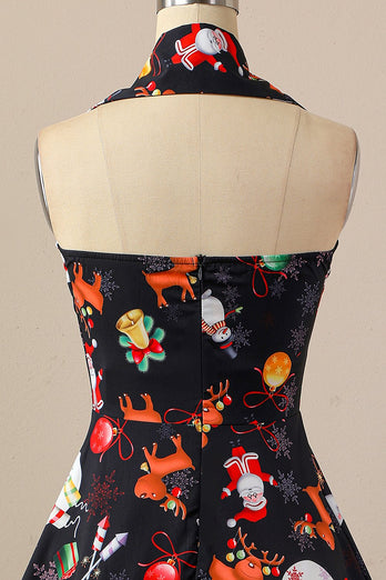 Vestido de festa de Natal de Halter Retro Halter
