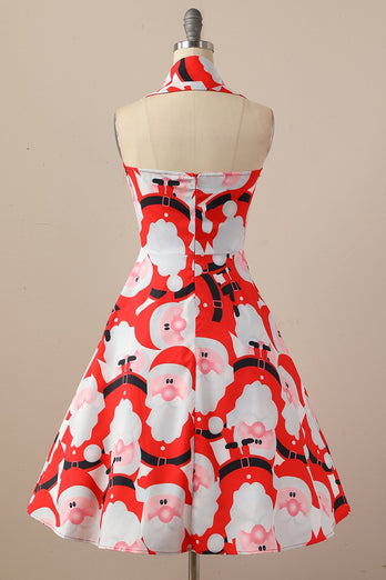 Vestido de festa de Natal de Halter Retro Halter