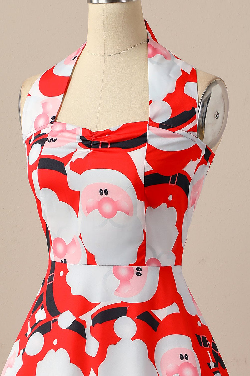 Carregar imagem no visualizador da galeria, Vestido de festa de Natal de Halter Retro Halter