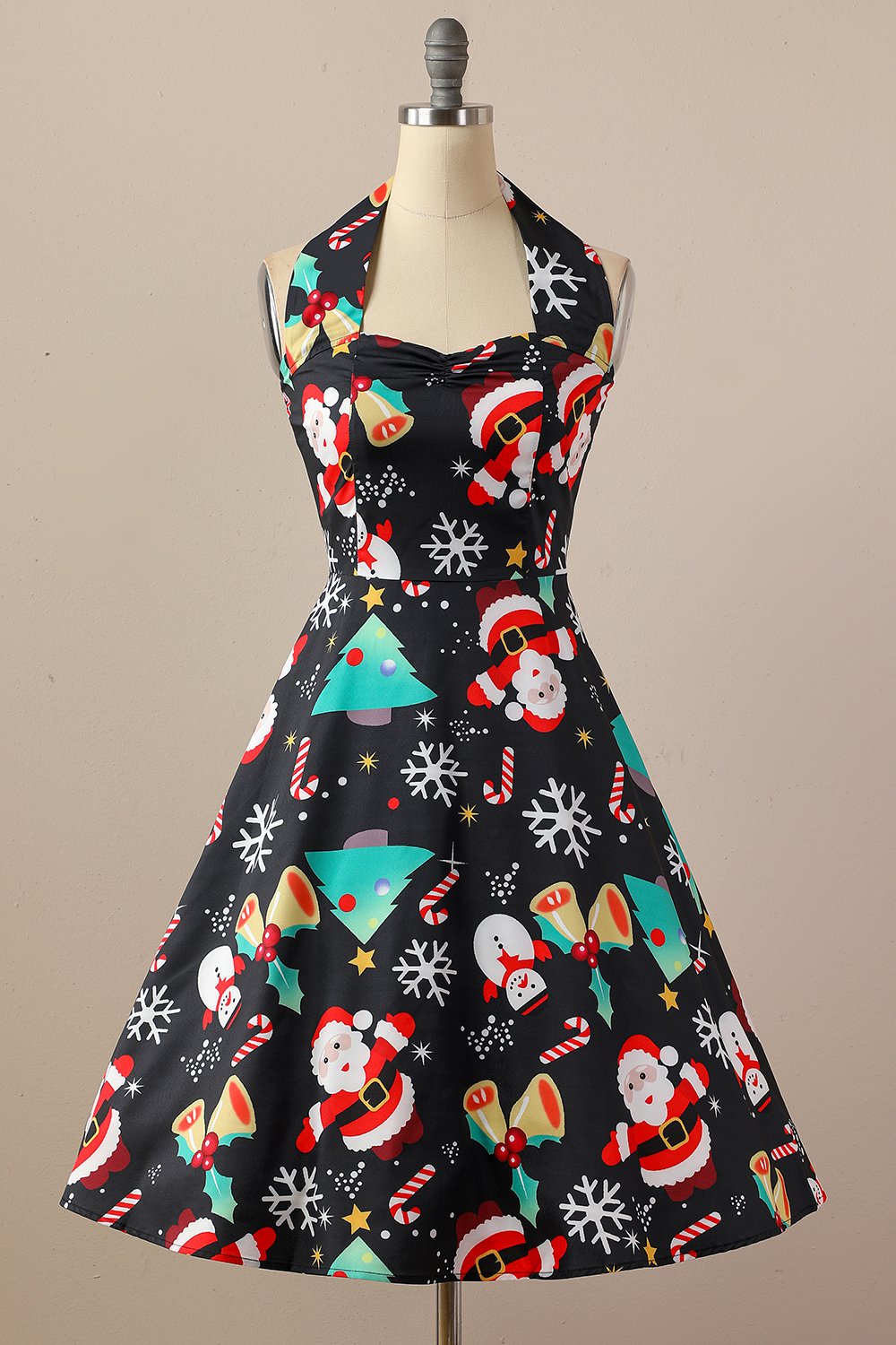 Vestido de festa de Natal de Halter Retro Halter