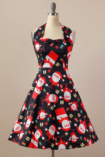 Vestido de festa de Natal de Halter Retro Halter