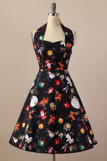 Vestido de festa de Natal de Halter Retro Halter