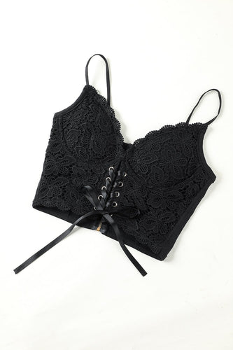 Camisola preta top de renda