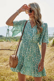 Vestido de verão de impressão floral verde