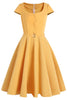 Carregar imagem no visualizador da galeria, Vestido de balanço amarelo sólido dos anos 50