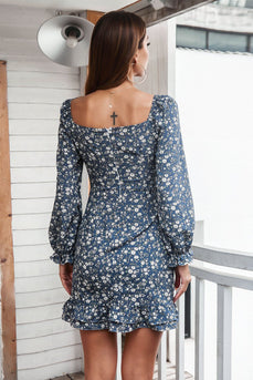 Vestido bodycon de impressão de mangas compridas