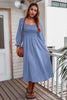 Carregar imagem no visualizador da galeria, Mangas Compridas Vestido Casual de outono Azul